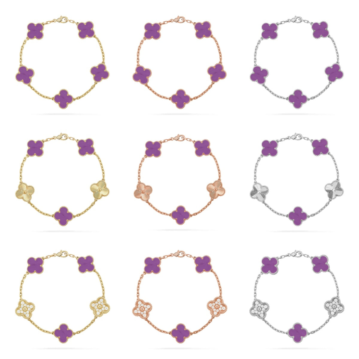 VCA CLOVER 5 MOTIF VIOLET BRACELET COLLECTION