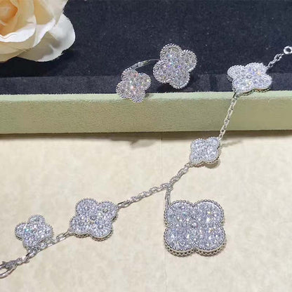VCA CLOVER 6 MOTIFS SILVER DIAMOND BRACELET