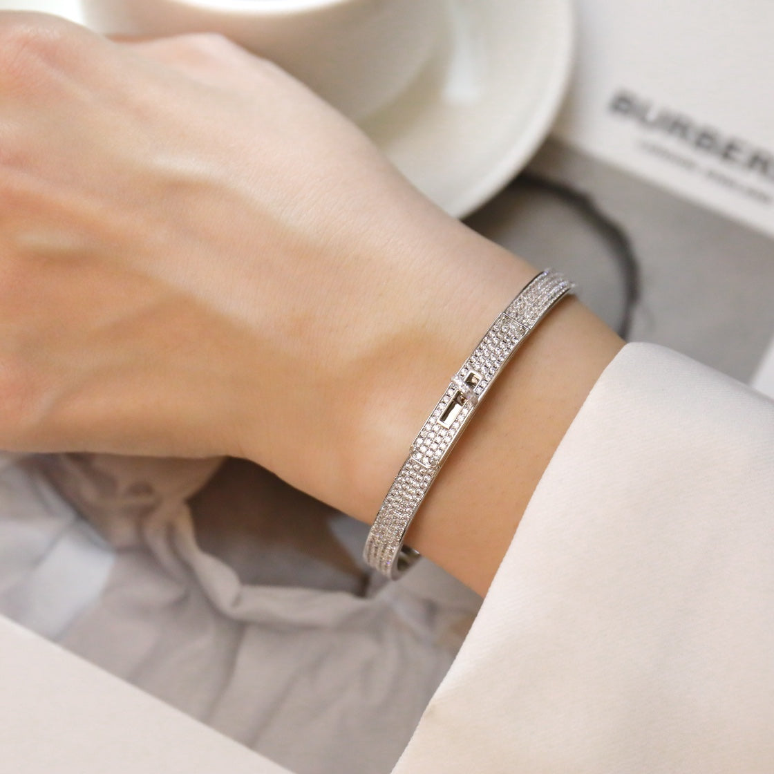 HERMES KELLY BRACELET DIAMOND PAVED