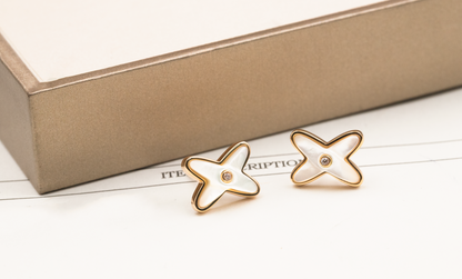 CHAUMET JEUX DE WHITE MOP ROSE GOLD DIAMOND EARRINGS