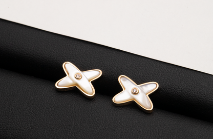 CHAUMET JEUX DE WHITE MOP ROSE GOLD DIAMOND EARRINGS