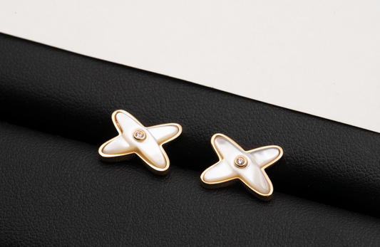 CHAUMET JEUX DE WHITE MOP ROSE GOLD DIAMOND EARRINGS