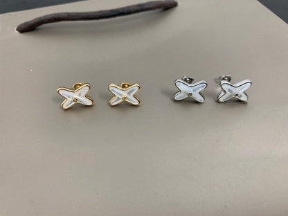 CHAUMET JEUX DE WHITE MOP SILVER DIAMOND EARRINGS