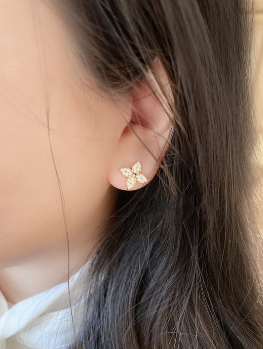 LOUIS VUITTON STAR BLOSSOM STUD EARRINGS PINK GOLD DIAMONDS