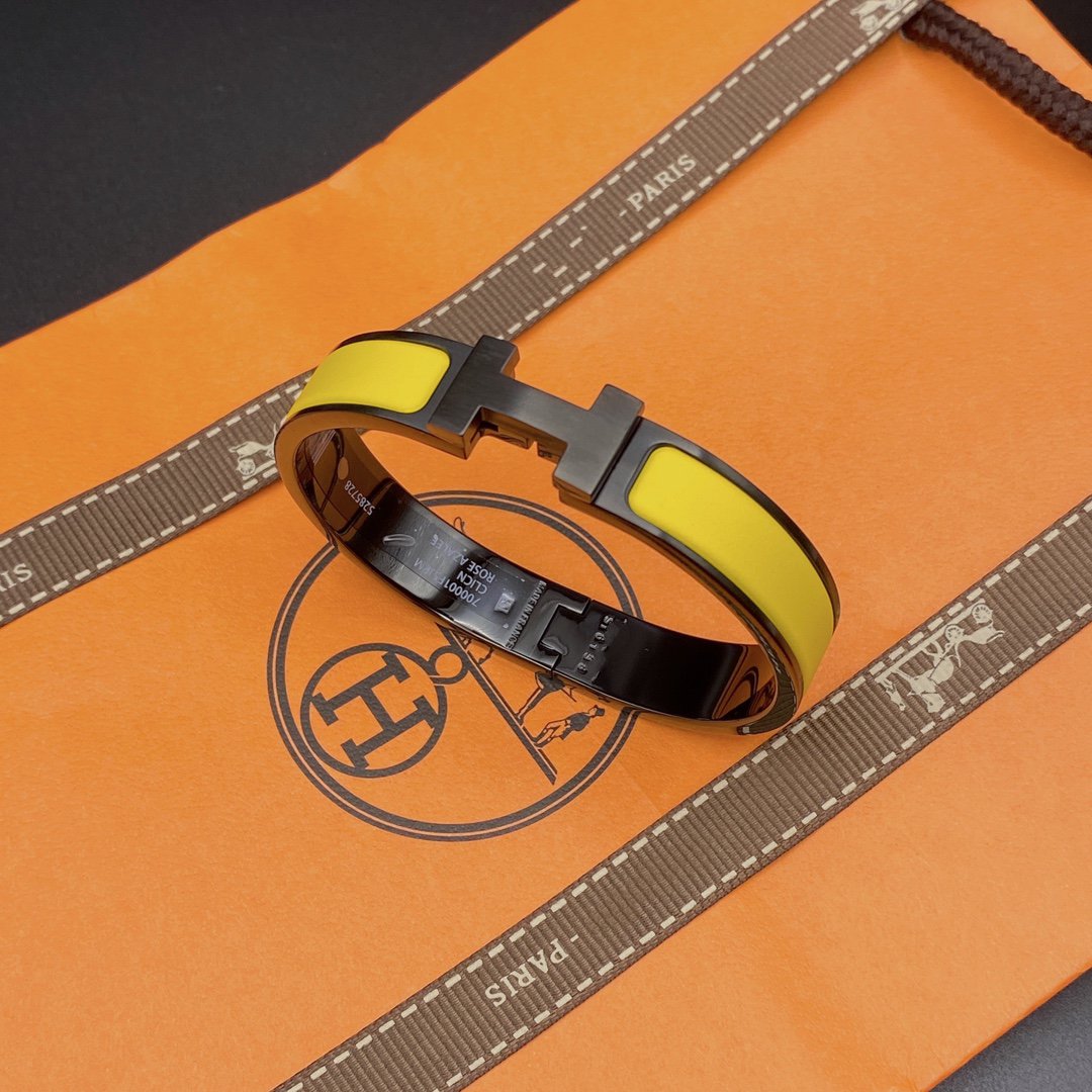HERMES CLIC HM SO BLACK YELLOW BRACELET