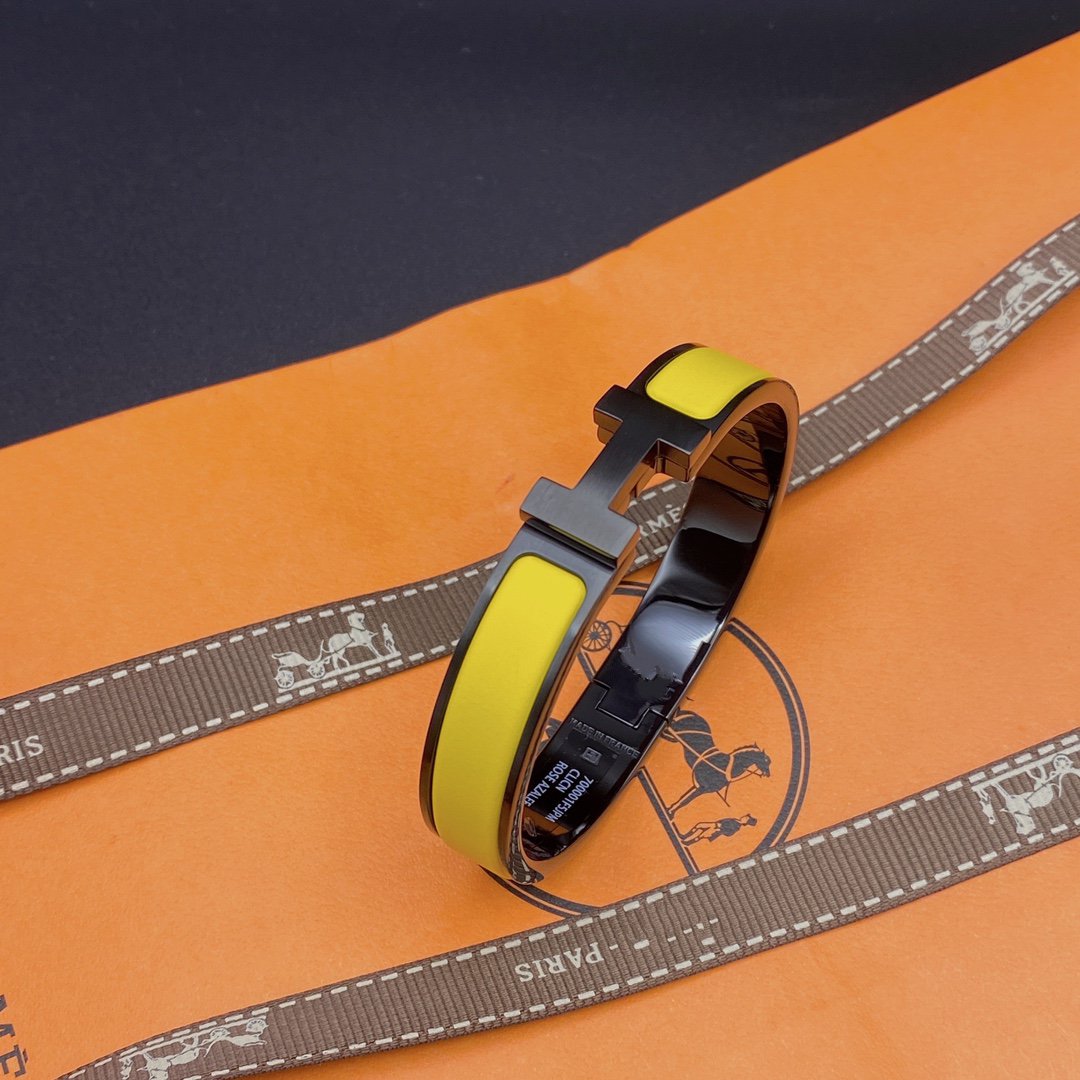 HERMES CLIC HM SO BLACK YELLOW BRACELET