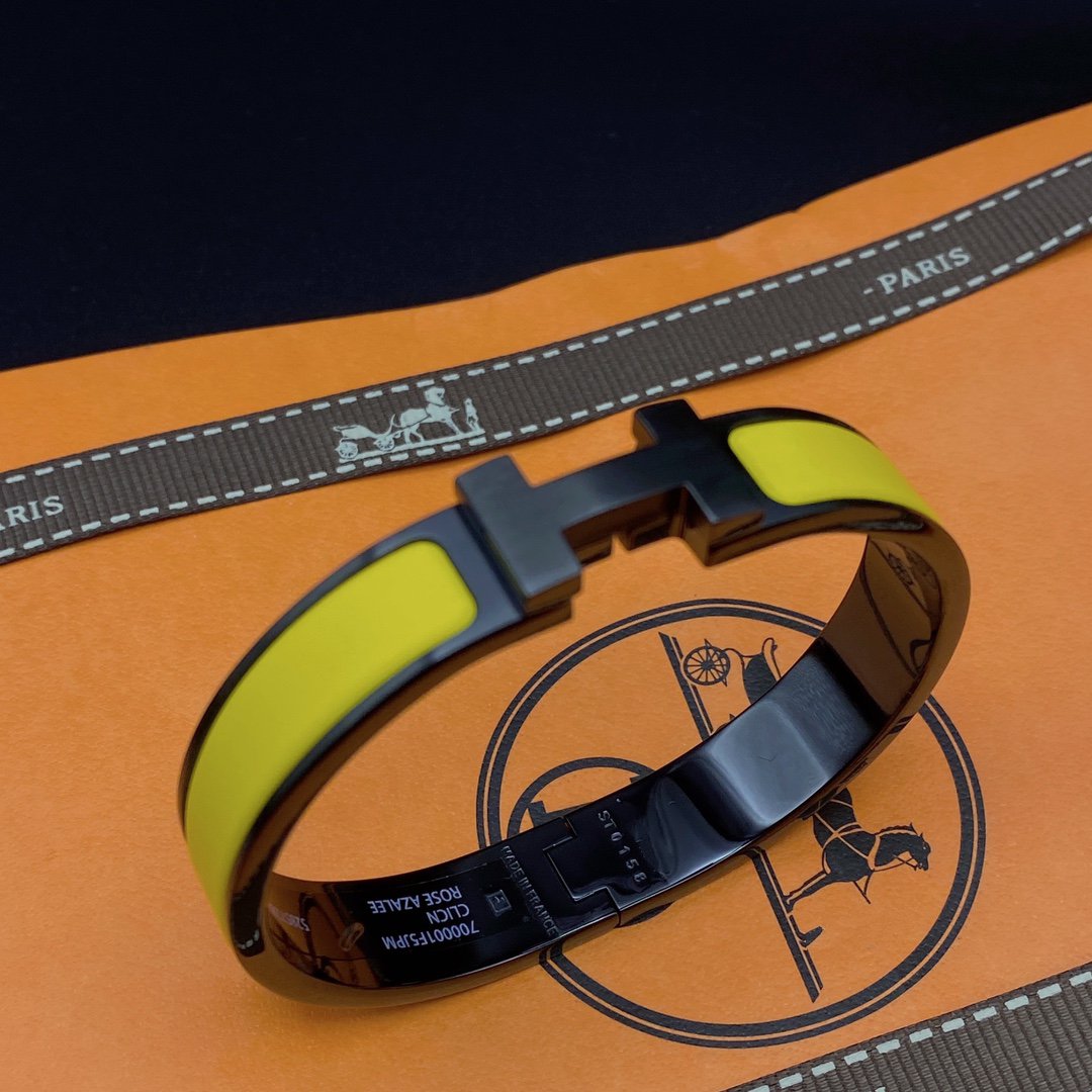 HERMES CLIC HM SO BLACK YELLOW BRACELET