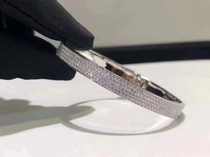 HERMES HM KELLY BRACELET IN SILVER AND FULL PAVE DIAMOND
