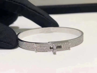 HERMES HM KELLY BRACELET IN SILVER AND FULL PAVE DIAMOND