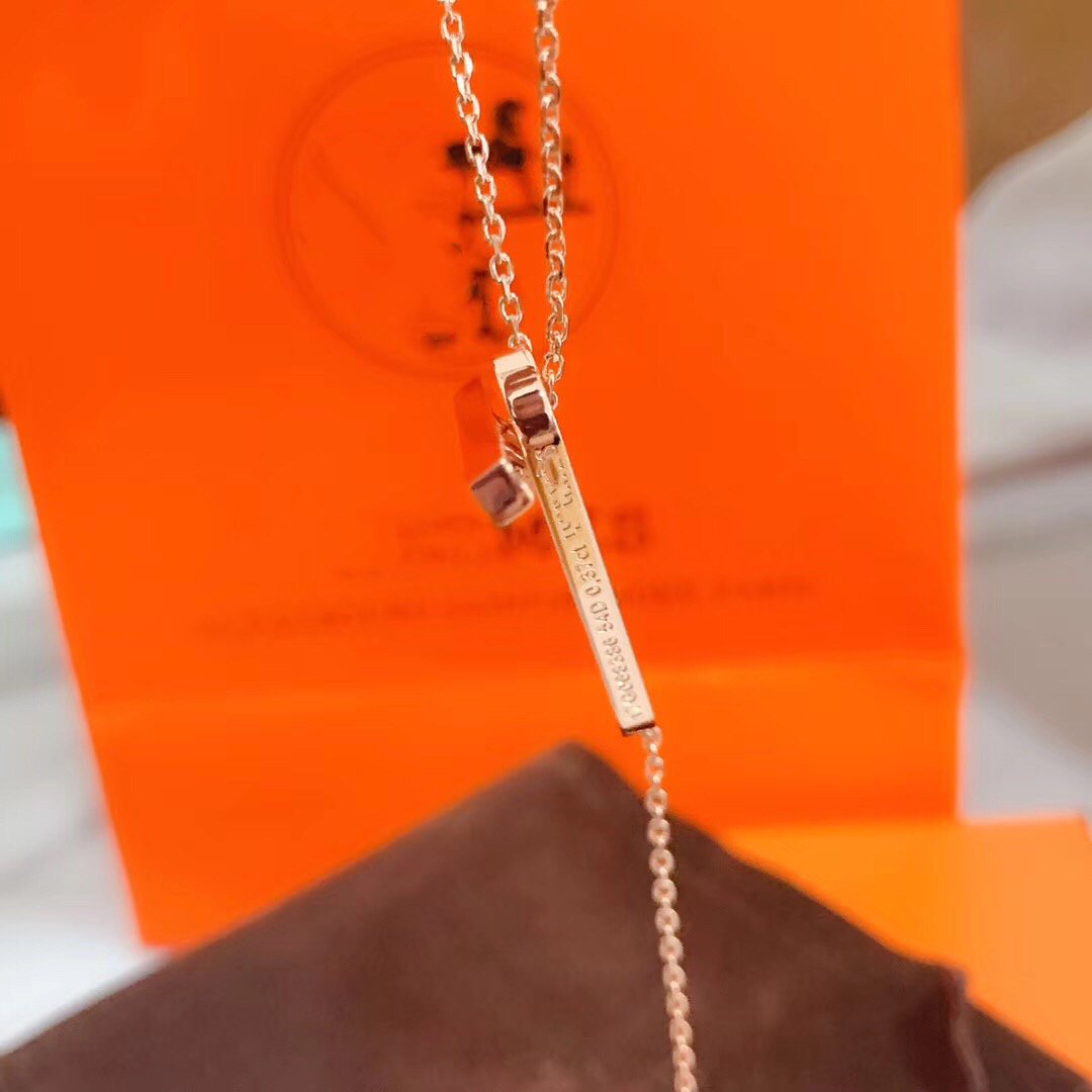 HERMES HM NECKLACE PLATINUM ROSE GOLD DIAMOND