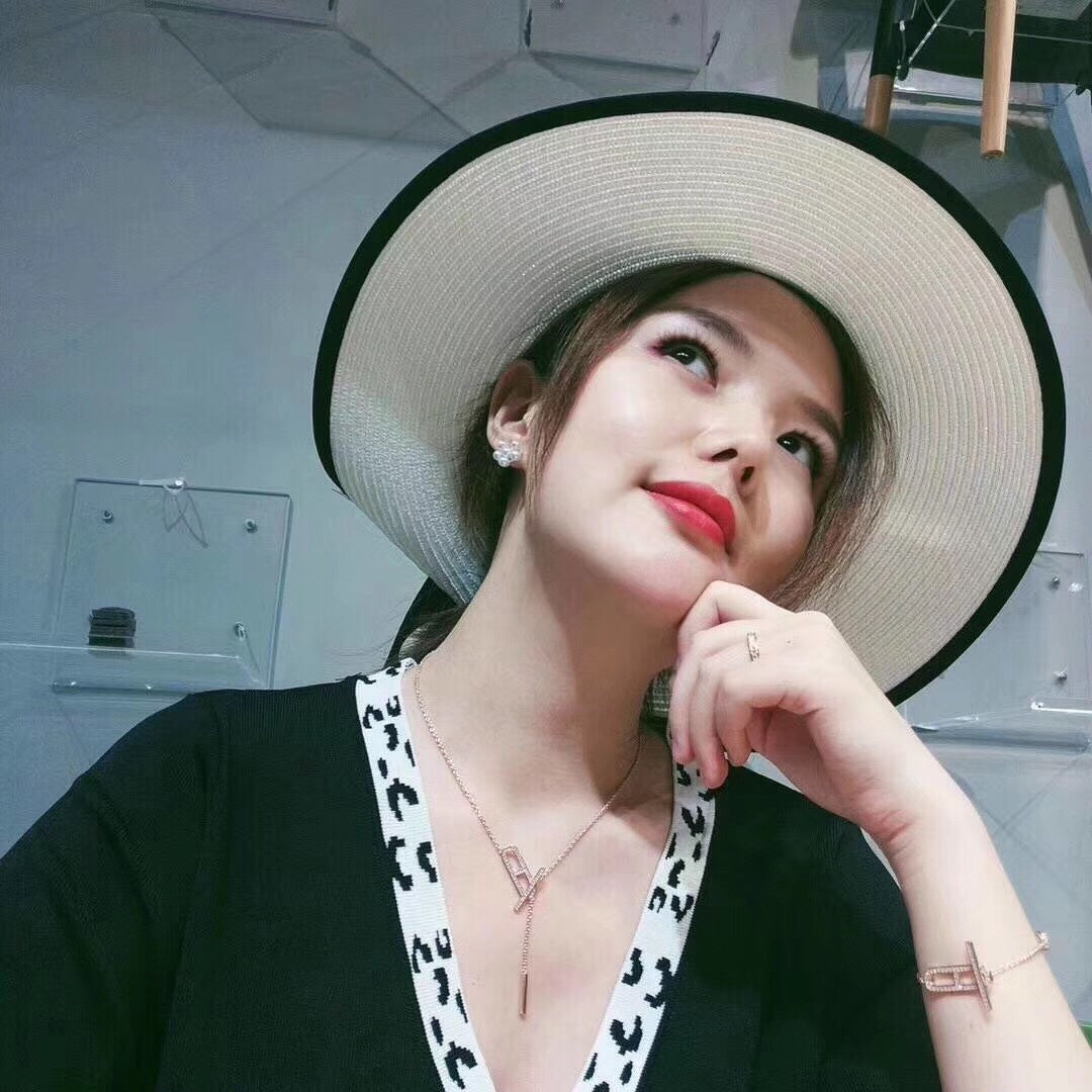 HERMES HM NECKLACE PLATINUM ROSE GOLD DIAMOND