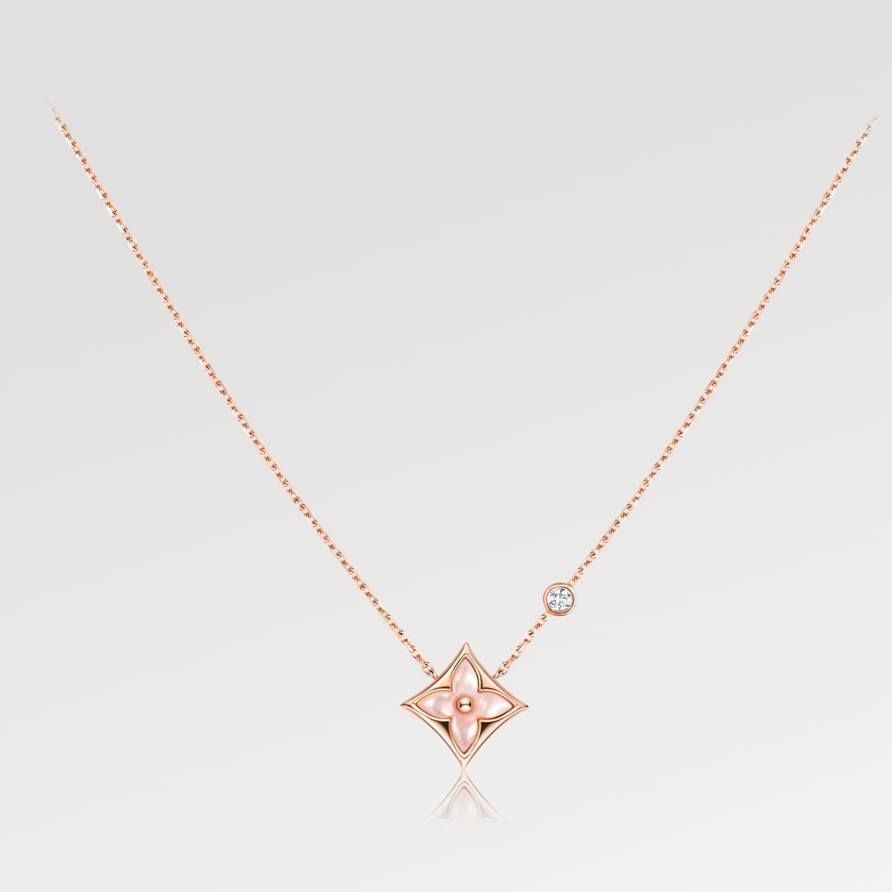 LOUIS VUITTON STAR PINK MOP 1 DIAMOND PINK GOLD NECKLACE