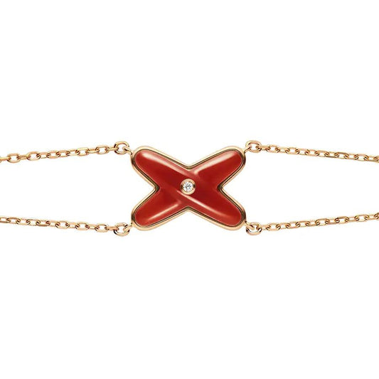 CHAUMET JEUX BRACELET CARNELIAN PINK GOLD 1 DIAMOND