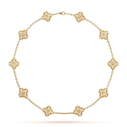 VCA CLOVER 10 MOTIFS DIAMOND NECKLACE