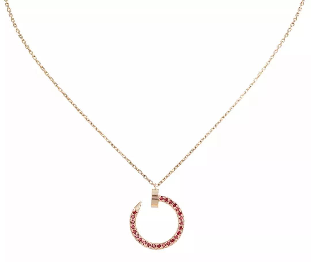CARTIER JUSTE NECKLACE GOLD RED DIAMONDS