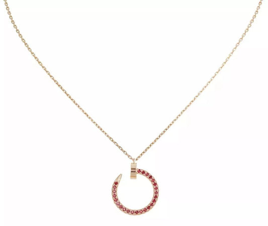 CARTIER JUSTE NECKLACE GOLD RED DIAMONDS