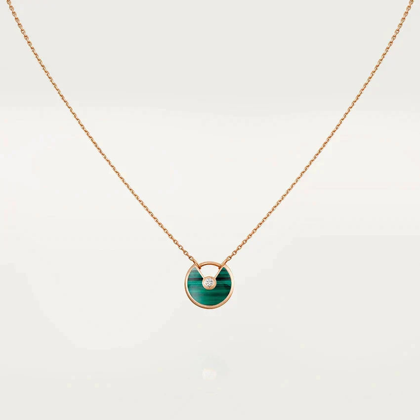CARTIER AMULETTE ROSE GOLD MALACHITE NECKLACE