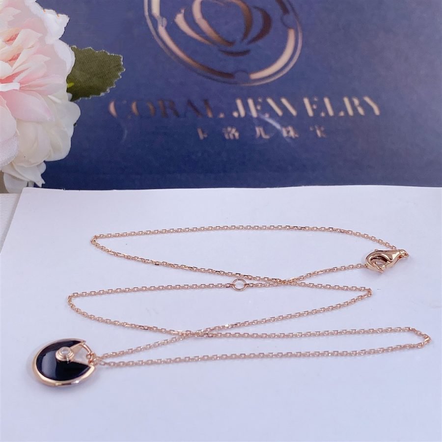 CARTIER AMULETTE ROSE GOLD ONYX NECKLACE