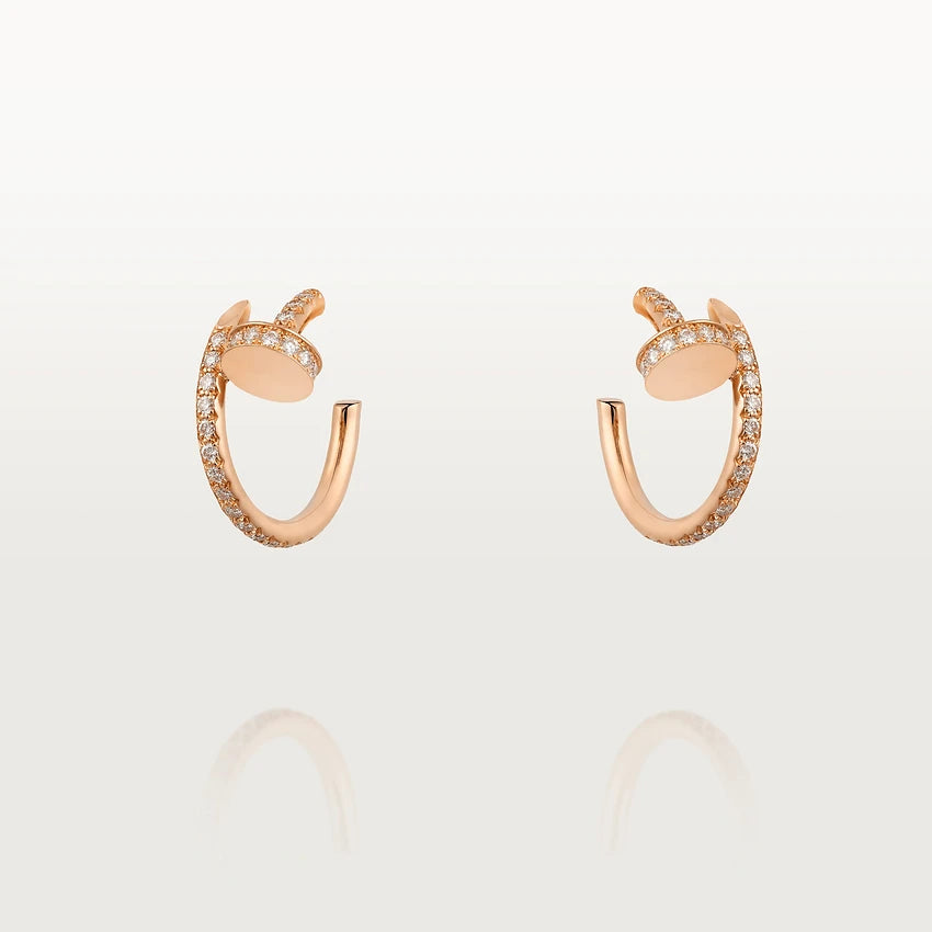 CARTIER JUSTE EARRINGS 12.75MM PINK GOLD DIAMOND