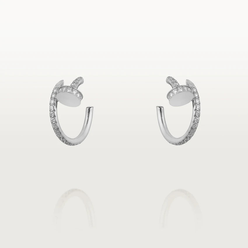 CARTIER JUSTE EARRINGS 12.75MM SILVER DIAMOND