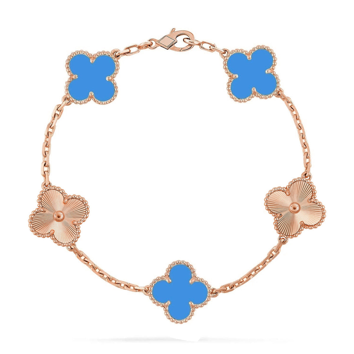 VCA CLOVER 5 MOTIF BLUE AGATE BRACELET COLLECTION