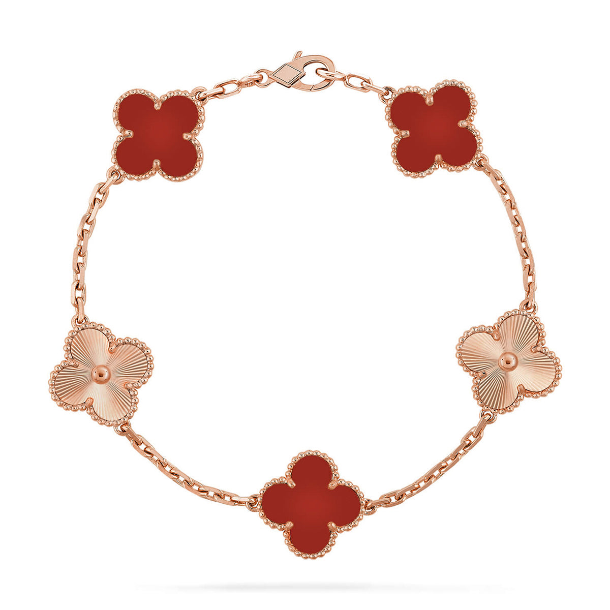 VCA CLOVER 5 MOTIF RED CORNELIAN BRACELET COLLECTION