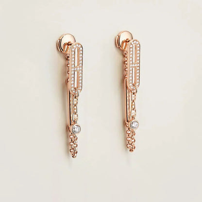HERMES CHAINE CHAOS DIAMOND DROP EARRINGS
