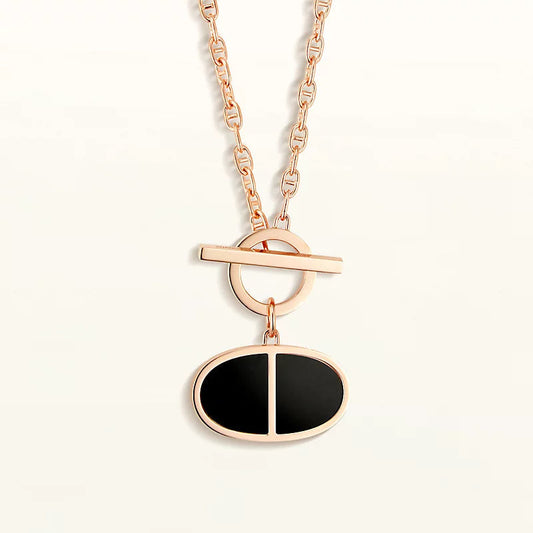 HERMES CHAINE VERSO BLACK CERAMIC NECKLACE