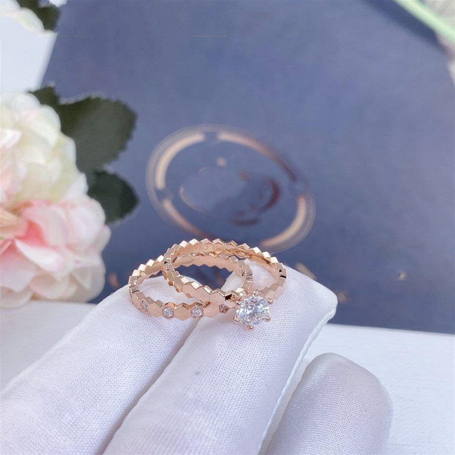 CHAUMET BEE LOVE RING PINK GOLD 1 DIAMOND