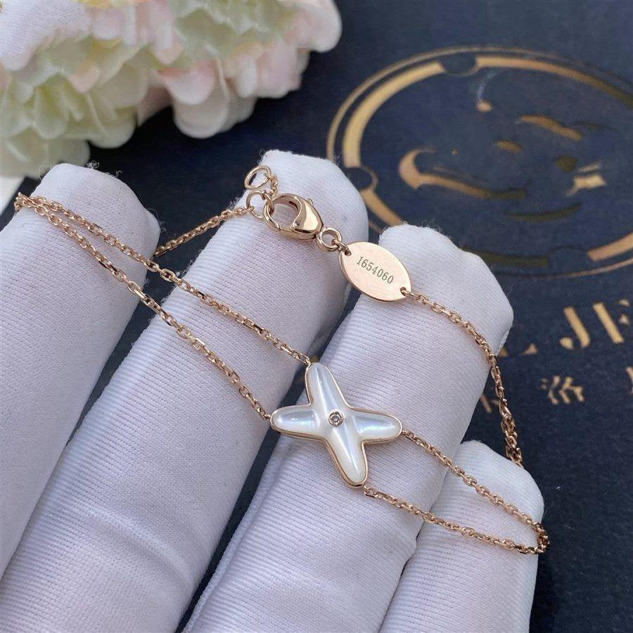 CHAUMET JEUX BRACELET WHITE MOP PINK GOLD 1 DIAMOND