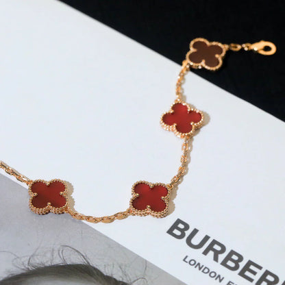 VCA CLOVER 5 MOTIF RED CORNELIAN BRACELET COLLECTION