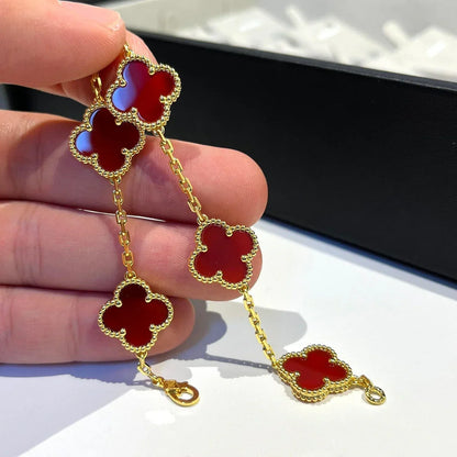 VCA CLOVER 5 MOTIF RED CORNELIAN BRACELET COLLECTION