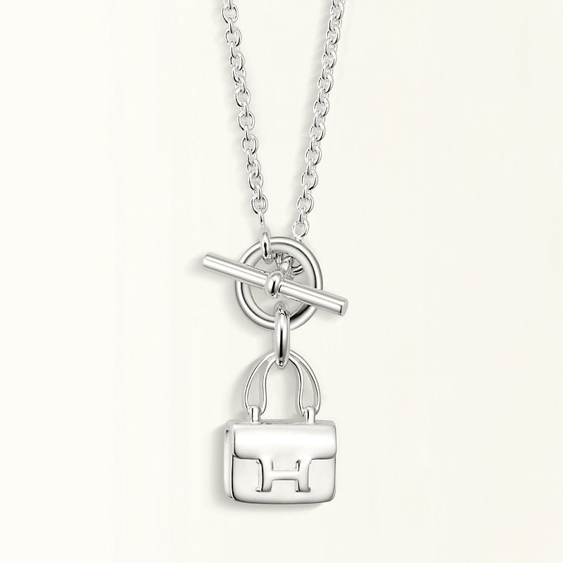 HERMES POP H PEDANT SILVER NECKLACE
