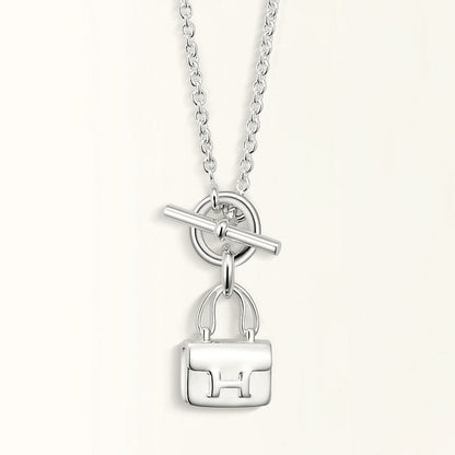 HERMES POP H PEDANT SILVER NECKLACE