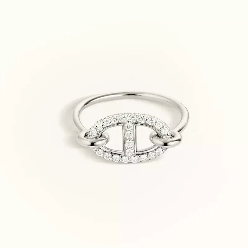HERMES RONDE SMALL SILVER DIAMOND RING