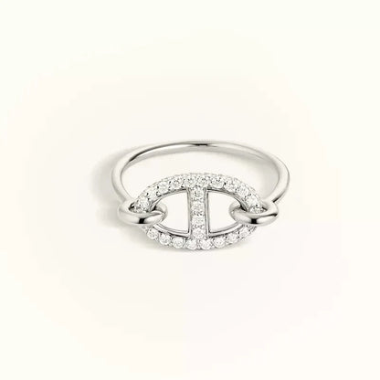 HERMES RONDE SMALL SILVER DIAMOND RING