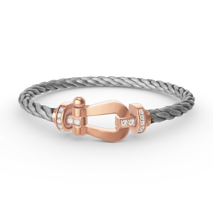 FRED FORCE LARGE HORSESHOE HALF DIAMOND BRACELET ROSE GOLD