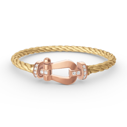 FRED FORCE LARGE HORSESHOE HALF DIAMOND BRACELET ROSE GOLD