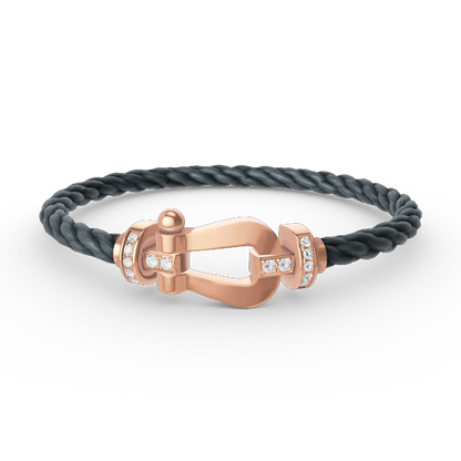 FRED FORCE LARGE HORSESHOE HALF DIAMOND BRACELET ROSE GOLD
