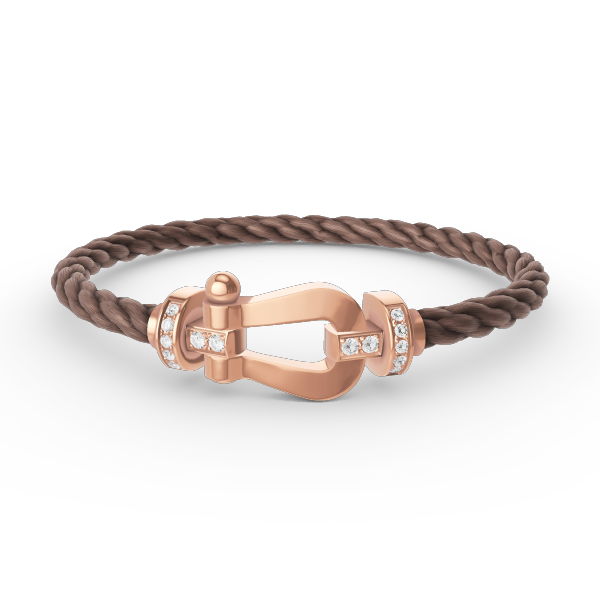 FRED FORCE LARGE HORSESHOE HALF DIAMOND BRACELET ROSE GOLD