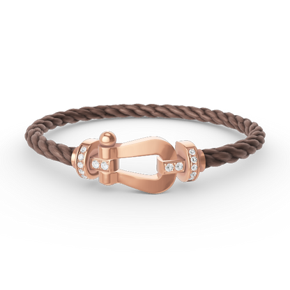FRED FORCE LARGE HORSESHOE HALF DIAMOND BRACELET ROSE GOLD
