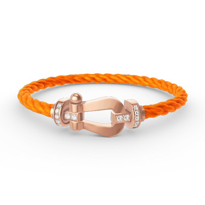 FRED FORCE LARGE HORSESHOE HALF DIAMOND BRACELET ROSE GOLD