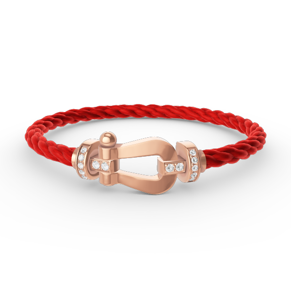 FRED FORCE LARGE HORSESHOE HALF DIAMOND BRACELET ROSE GOLD