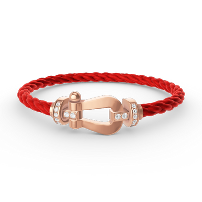 FRED FORCE LARGE HORSESHOE HALF DIAMOND BRACELET ROSE GOLD