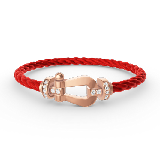 FRED FORCE LARGE HORSESHOE HALF DIAMOND BRACELET ROSE GOLD