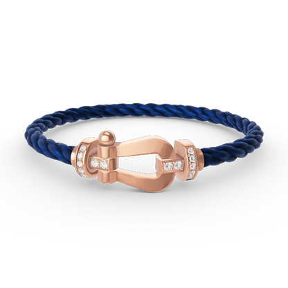 FRED FORCE LARGE HORSESHOE HALF DIAMOND BRACELET ROSE GOLD