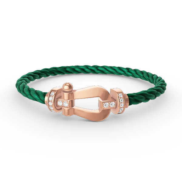FRED FORCE LARGE HORSESHOE HALF DIAMOND BRACELET ROSE GOLD