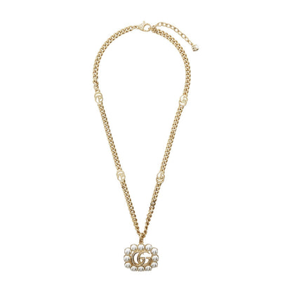 18K Double Gucci Pearl Double Gucci Necklace