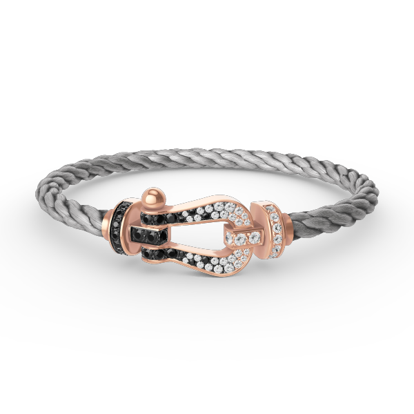 FRED FORCE LARGE HORSESHOE BLACK WHITE DIAMOND BRACELET ROSE GOLD