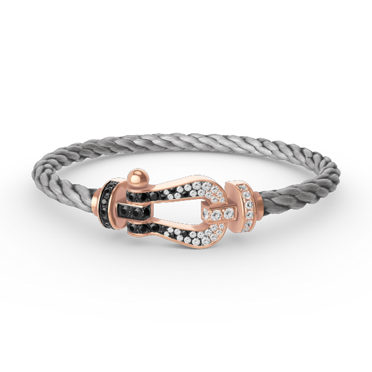 FRED FORCE LARGE HORSESHOE BLACK WHITE DIAMOND BRACELET ROSE GOLD